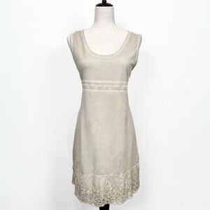 Vtg Gretty Zueger Dress Womens Medium Beige Fairy Grunge Boho Ethereal Whimsical